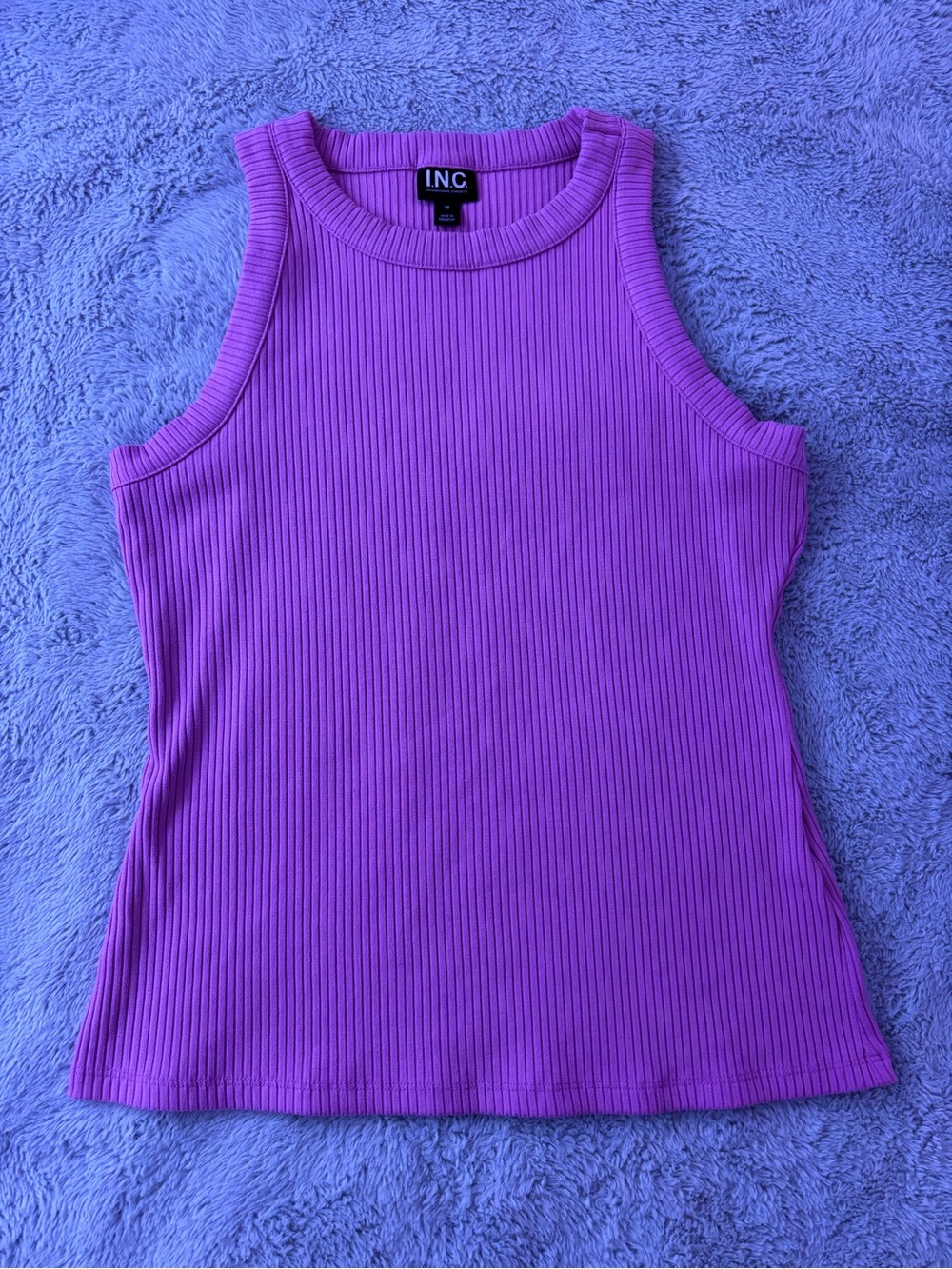 INC International Concepts Bright Purple Ribbed Tank